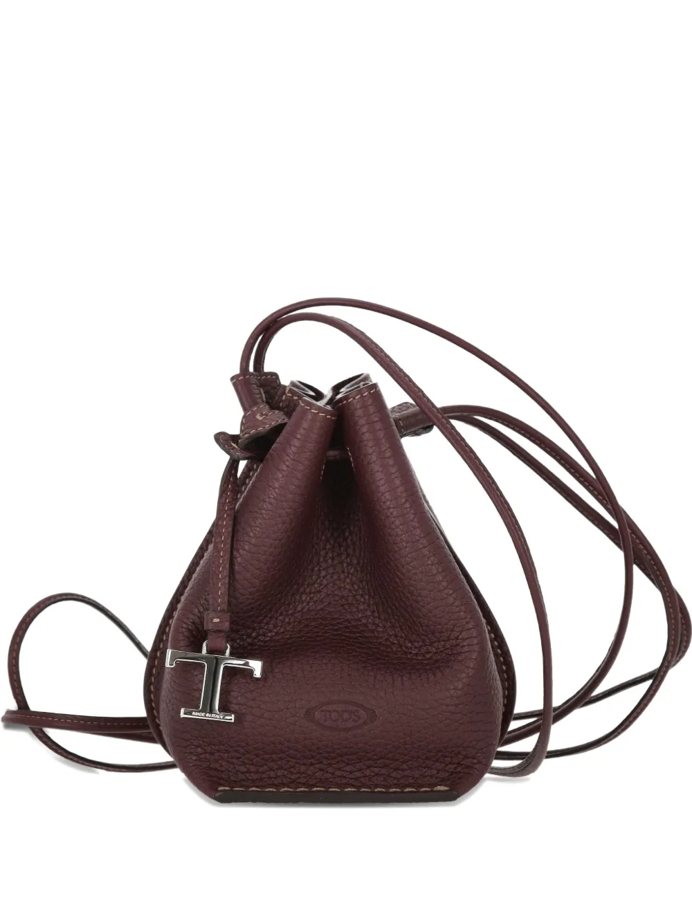 Tod's Drawstring Leather Bucket Bag In Brown