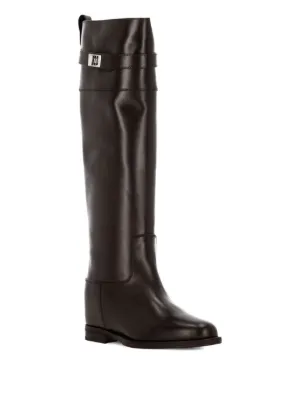ロングブーツ VIA ROMA 15 FW24 BOOTS (4241 CAMOSCIONERO) Stivale con tacco Via Roma 15 in camoscio arricciato nero