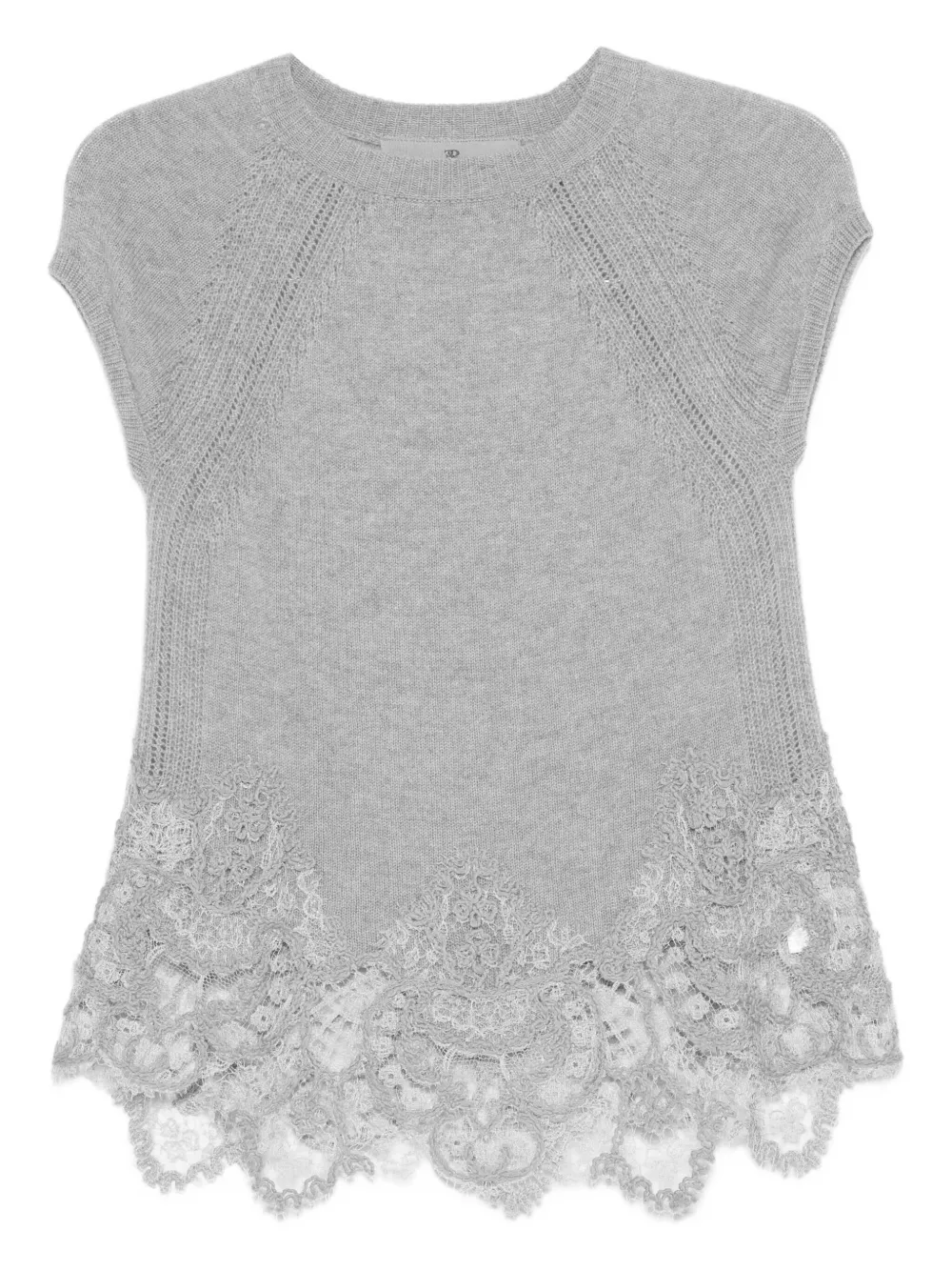 Ermanno Scervino Gebreide top met kanten afwerking Grijs