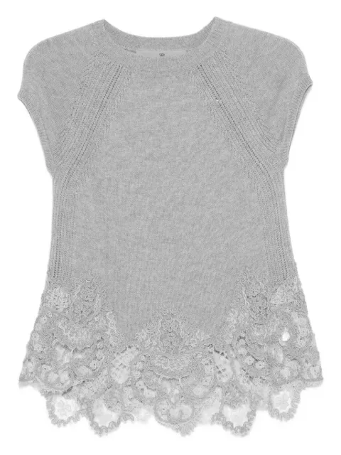 Ermanno Scervino lace-trimmed knit top