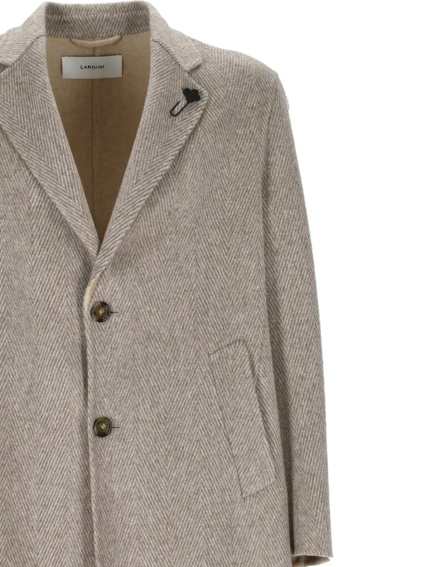 【美品】LARDINI ヘリンボーンウールコート Lardini ヘリンボーン コート | ブラウン | FARFETCH JP