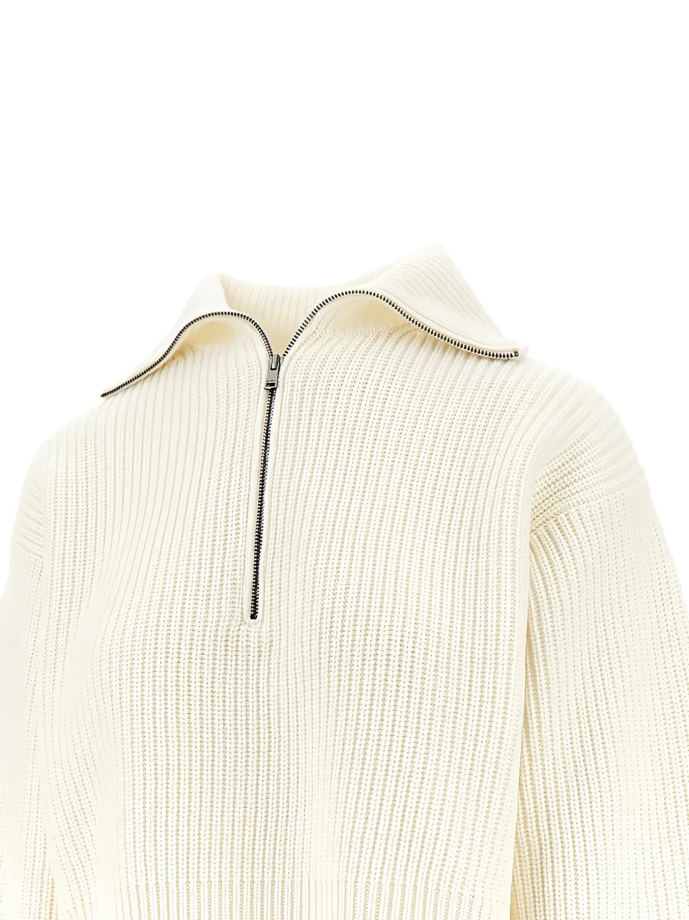 Max Mara Geribbelde pullover met halve rits Wit