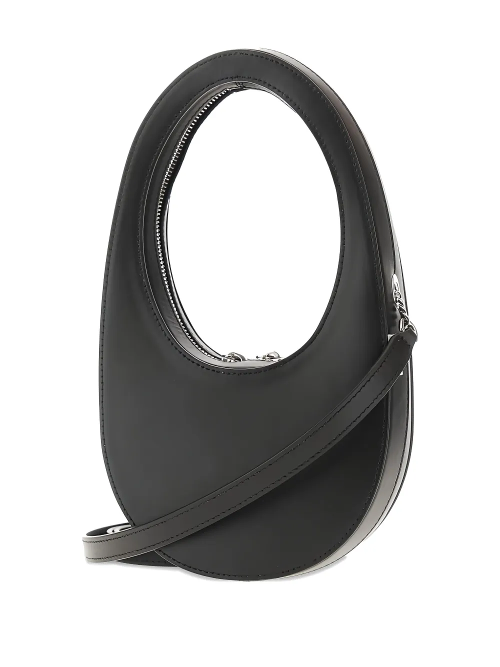 Coperni mini Swipe oval-frame leather tote bag - Zwart