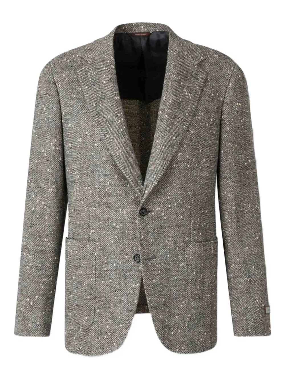 Canali Blazer met enkele rij knopen en visgraatpatroon Beige
