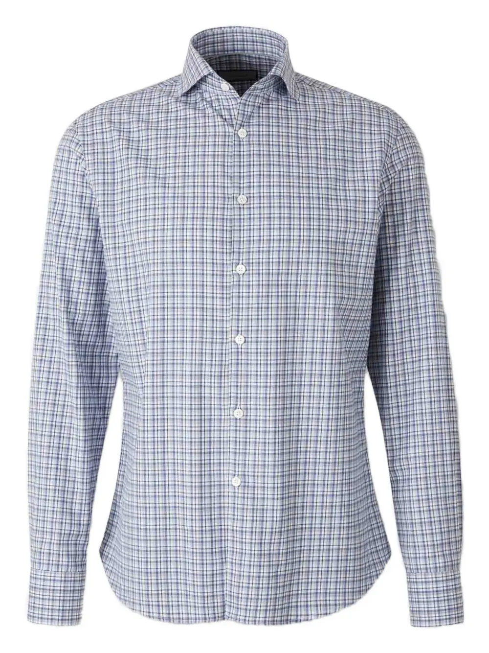 Canali Geruit overhemd met knoopsluiting Blauw