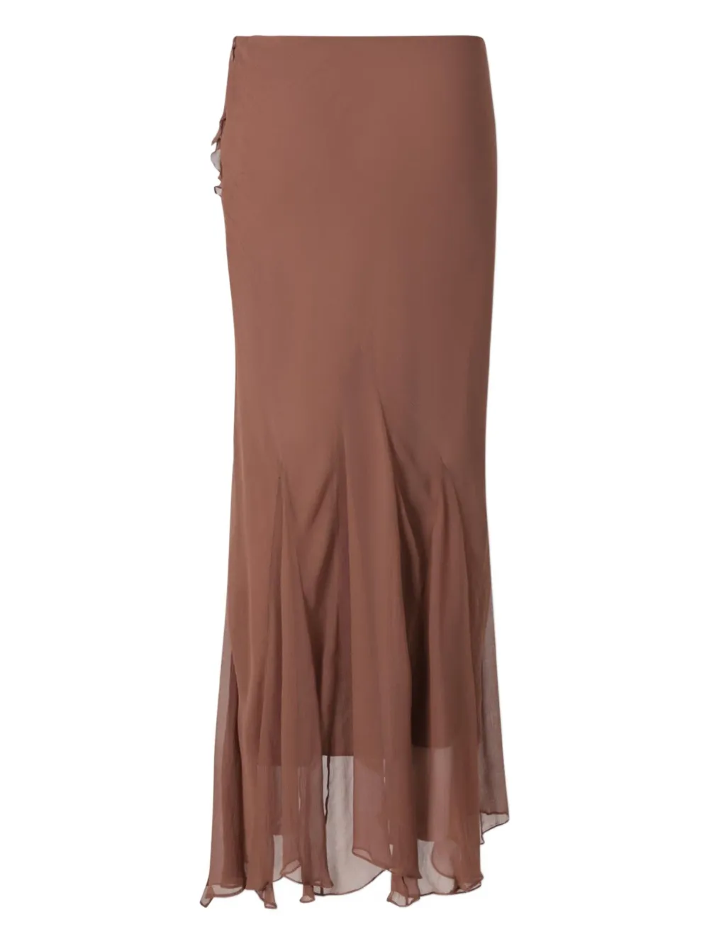 STAUD Diana ruffled asymmetric maxi skirt - Bruin