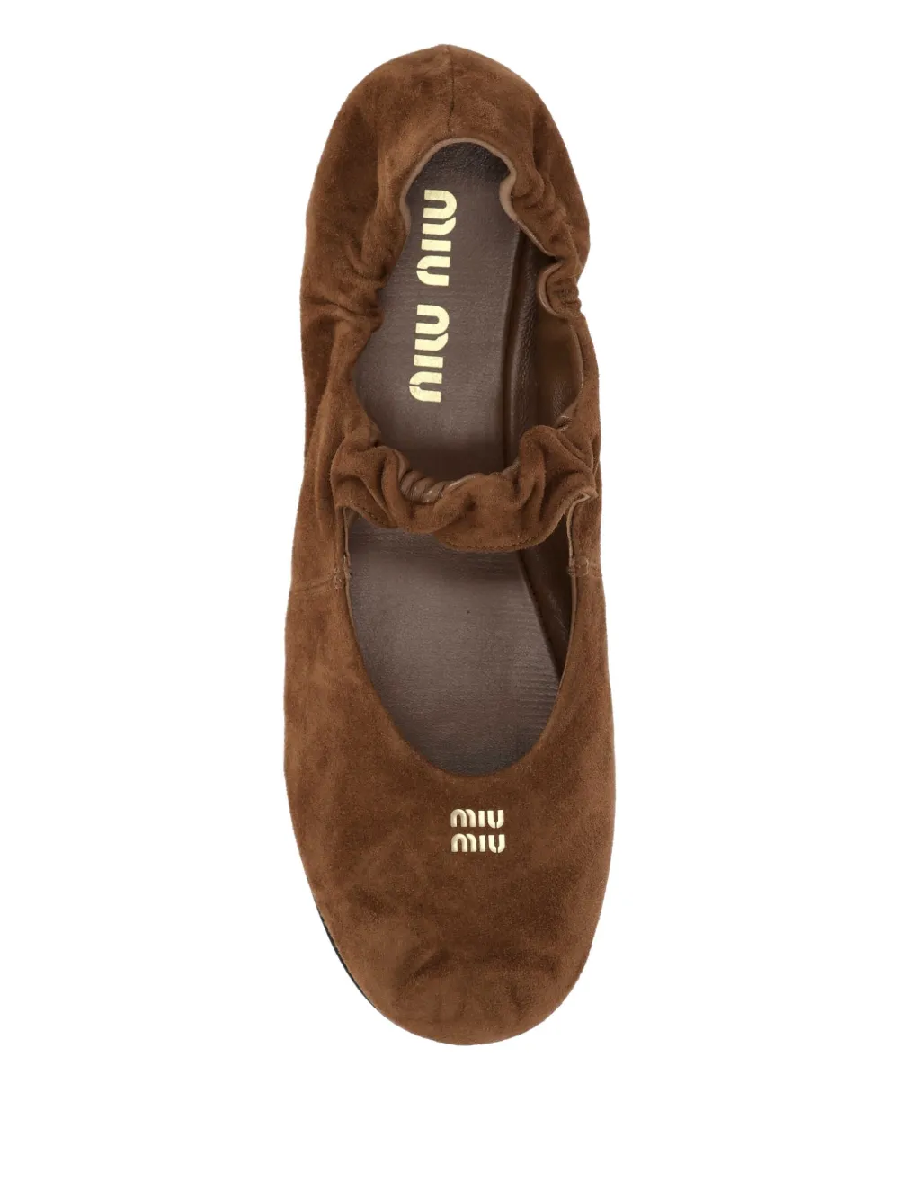 Miu gathered-front ballet flats Brown