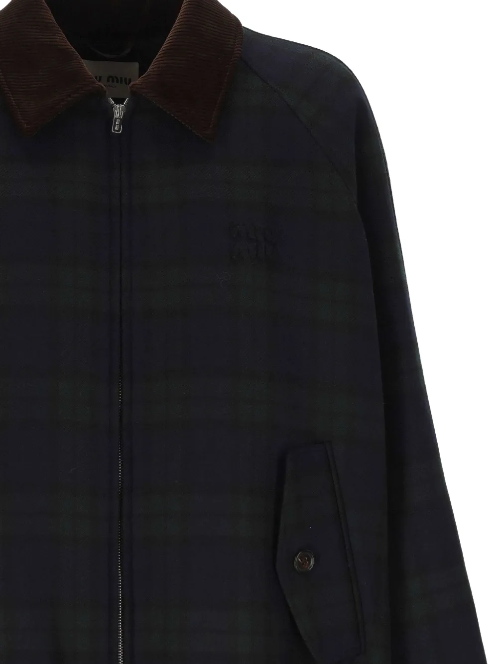 Miu Geruit jack met kraag Blauw