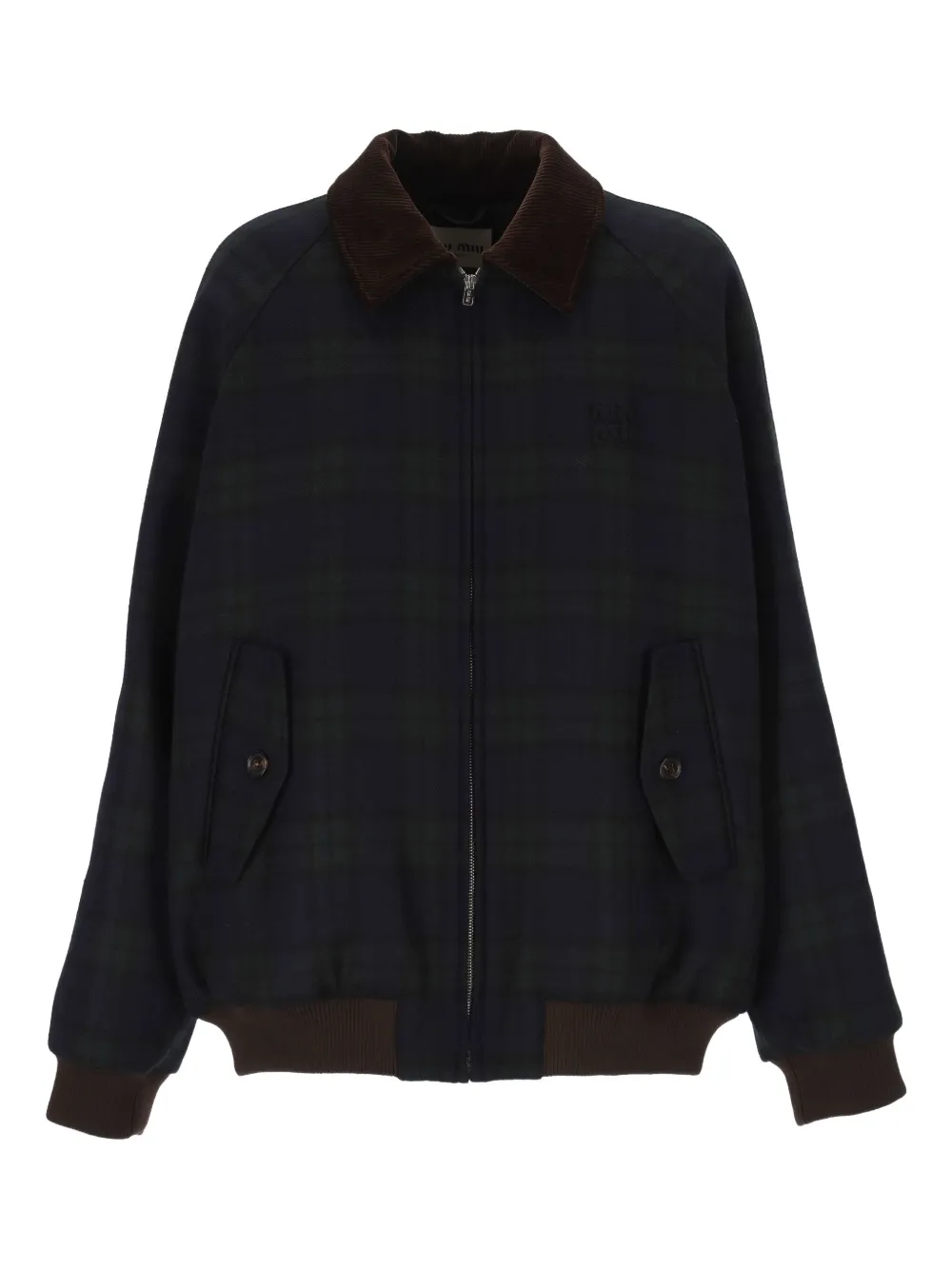 Miu Geruit jack met kraag Blauw