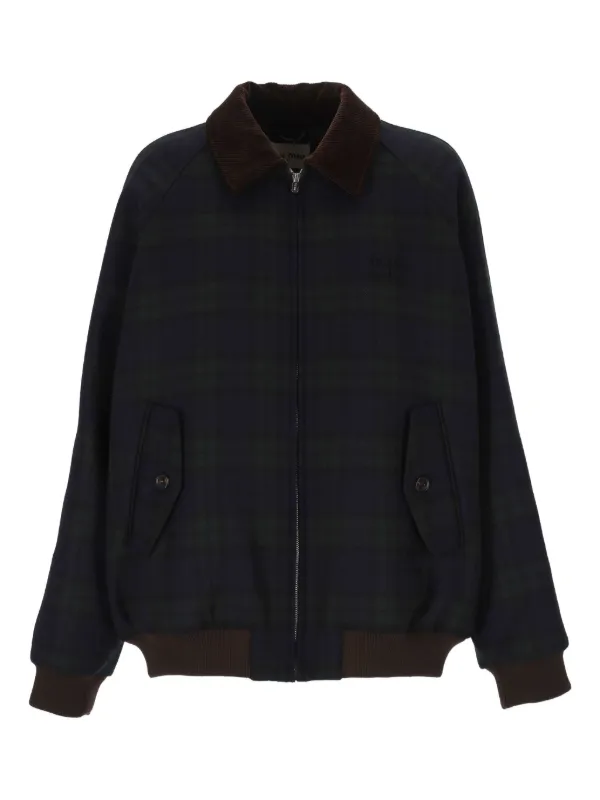 Miu Miu Cord-collar Checked Jacket in Blue