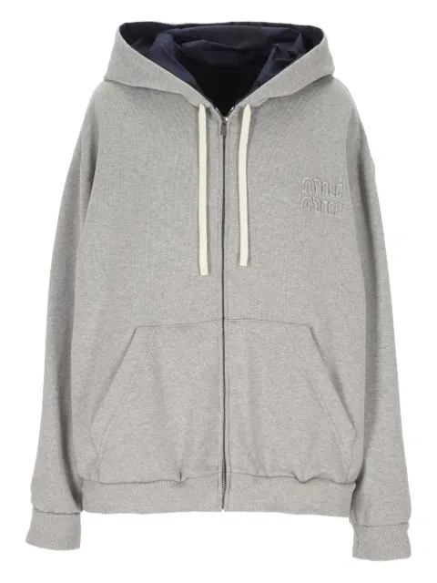 Miu Miu logo-appliqué zip-up hoodie