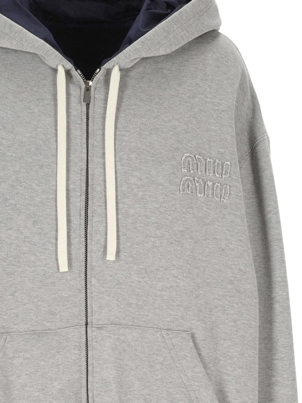 Miu Hoodie met logo-applicatie en rits Grijs