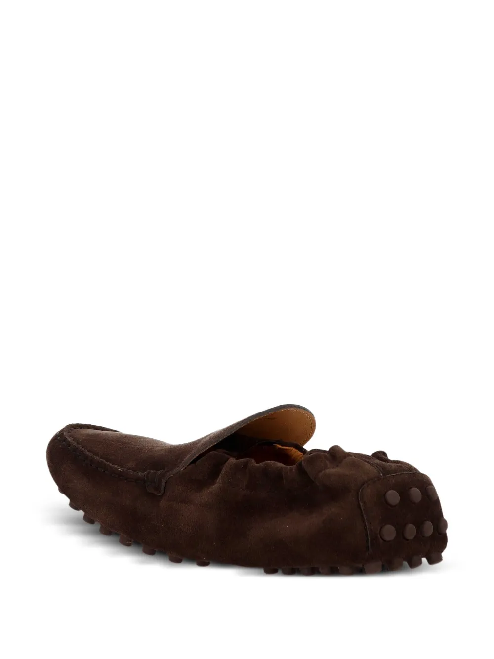 Tod's pebble-textured suede loafers Brown
