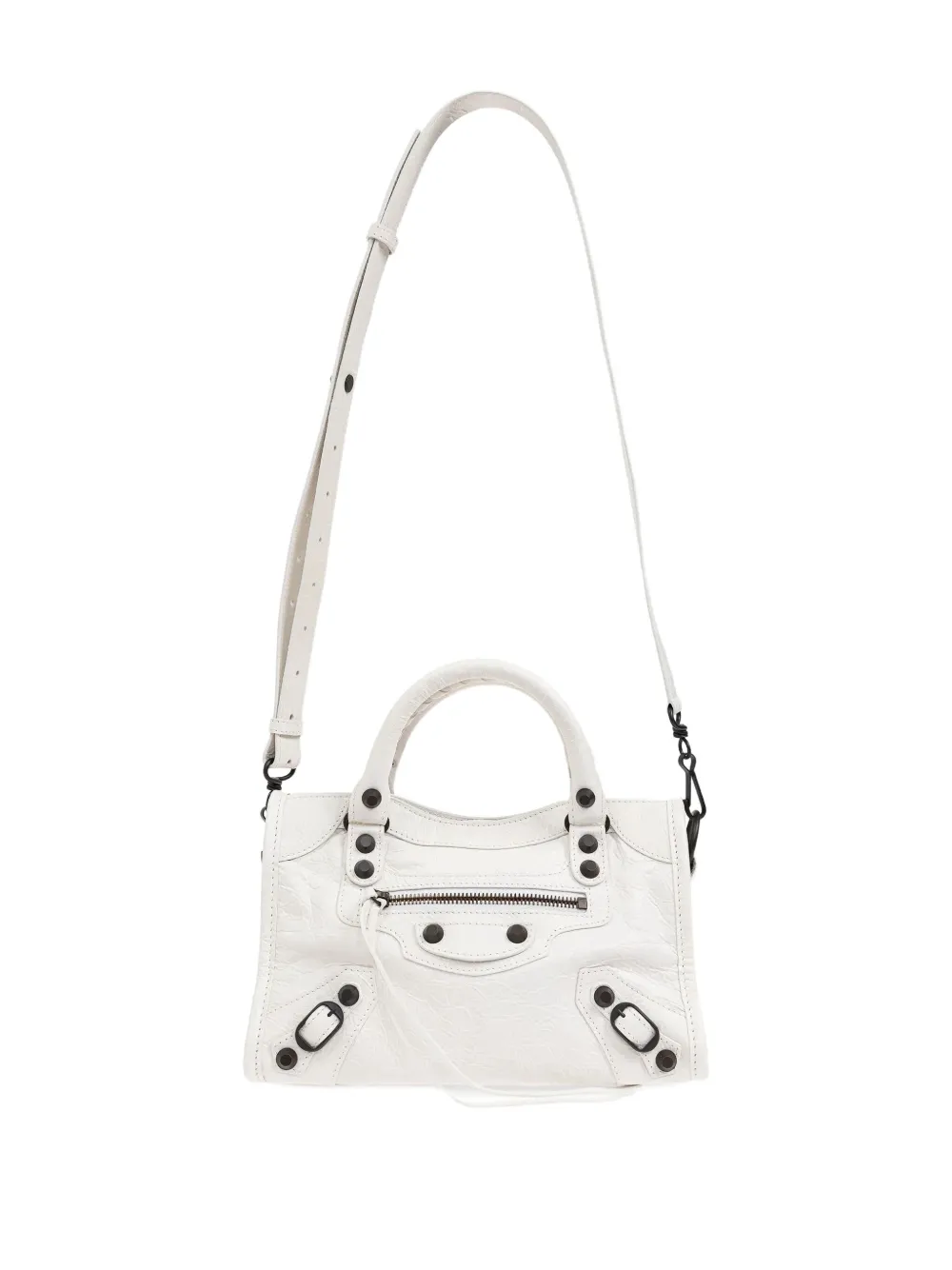 Balenciaga Shopper met gevlochten handvat en studs Wit