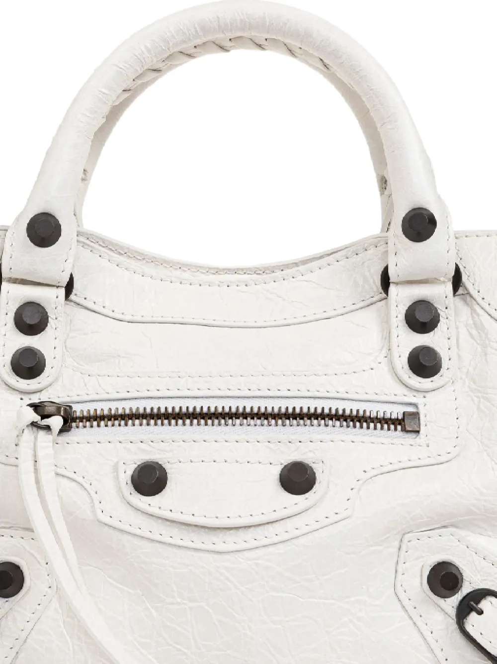 Balenciaga Shopper met gevlochten handvat en studs Wit