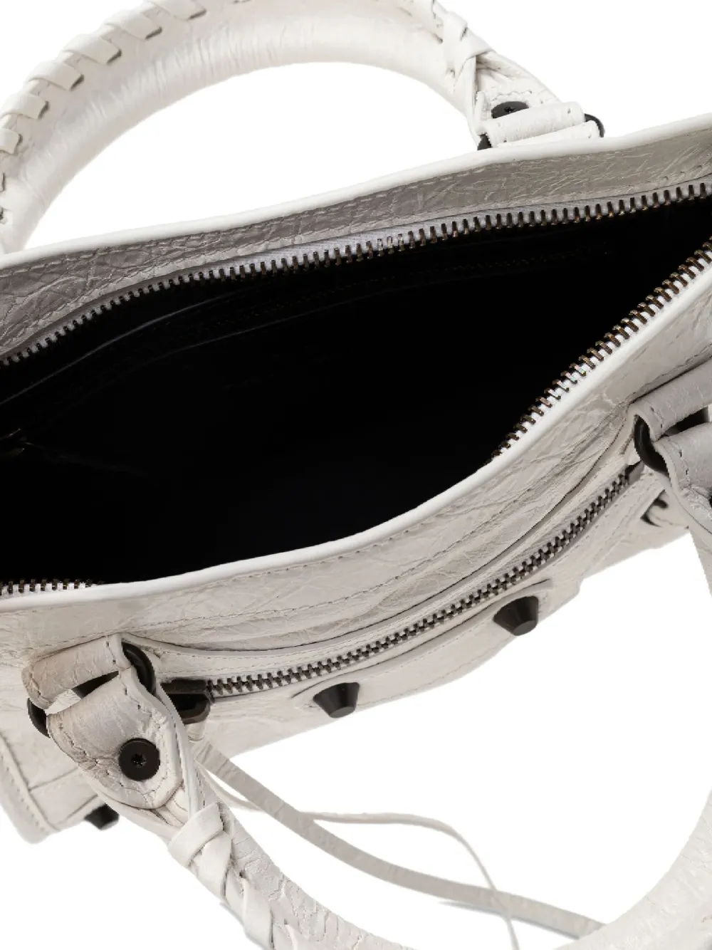 Balenciaga Shopper met gevlochten handvat en studs Wit
