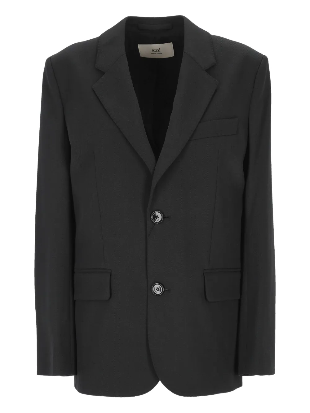 AMI Paris Blazer met twee knopen en gewatteerde schouders Zwart