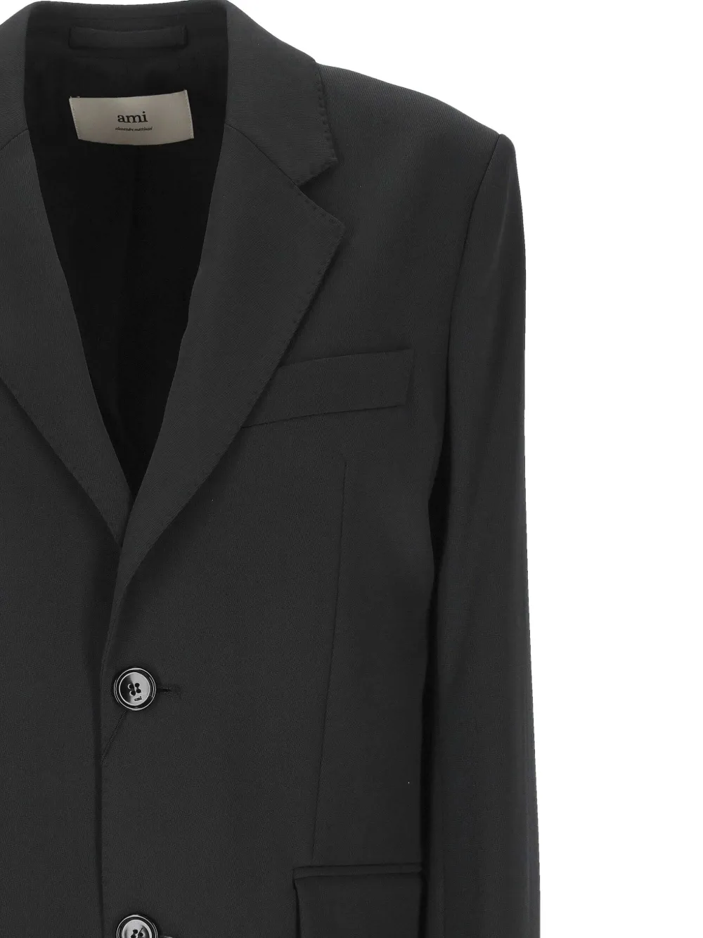 AMI Paris Blazer met twee knopen en gewatteerde schouders Zwart