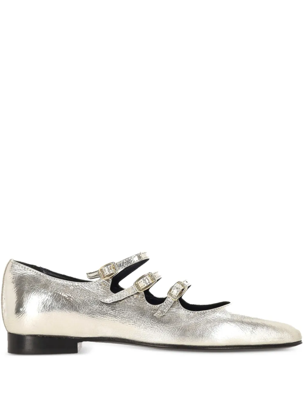 Carel Paris Buckle-embellished Patent Leather Sandals In Silver