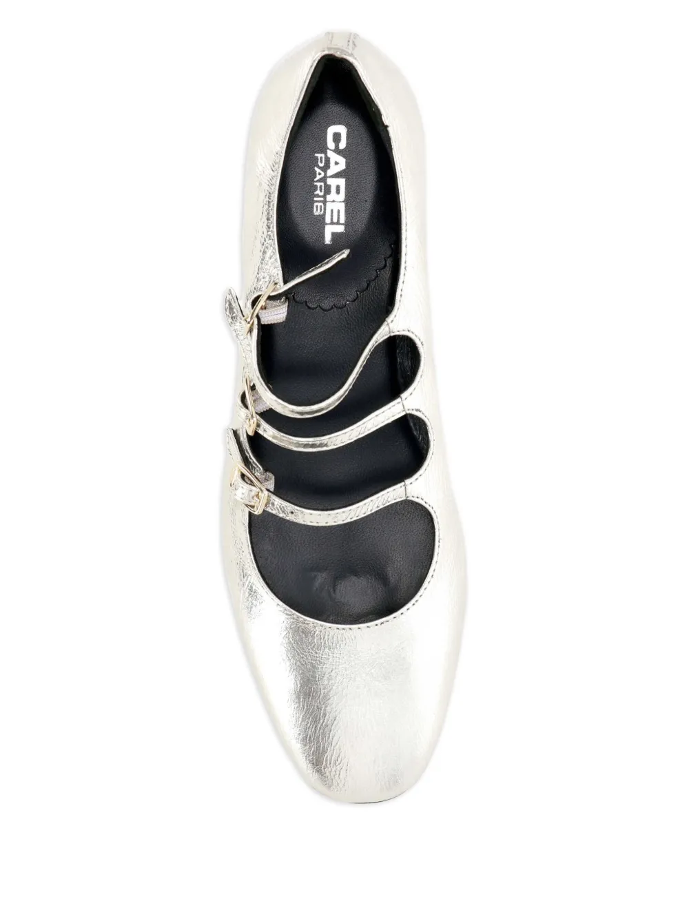 Carel Paris Buckle-embellished Patent Leather Sandals In Silver