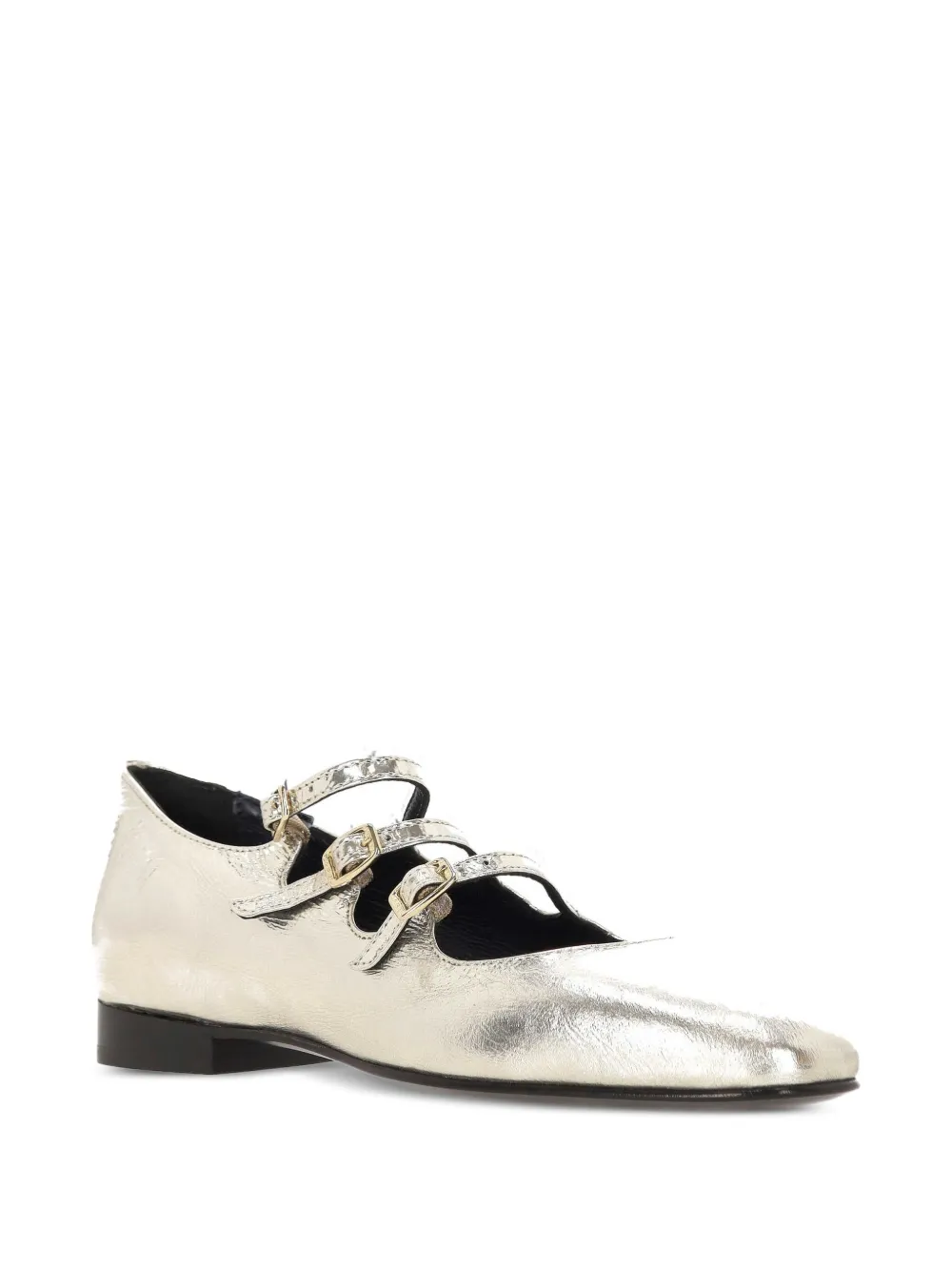 Carel Paris Buckle-embellished Patent Leather Sandals In Silver