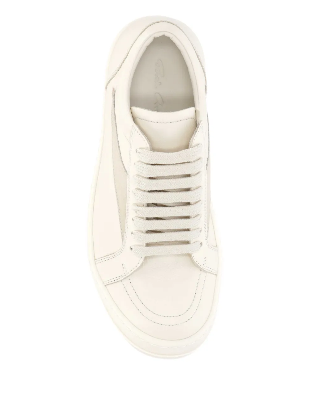Rick Owens leather panel lace-up sneakers Neutrals