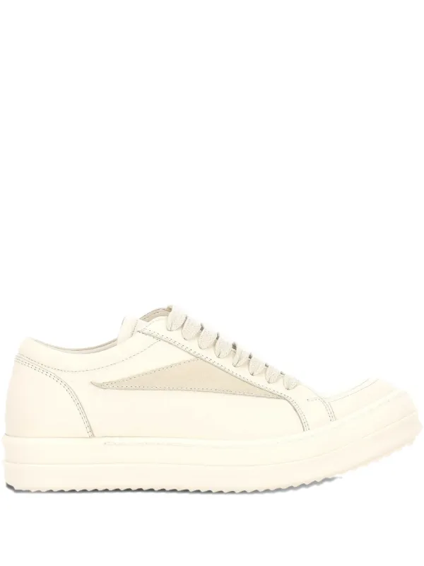Rick Owens Leather Panel Lace-up Sneakers in Neutrals