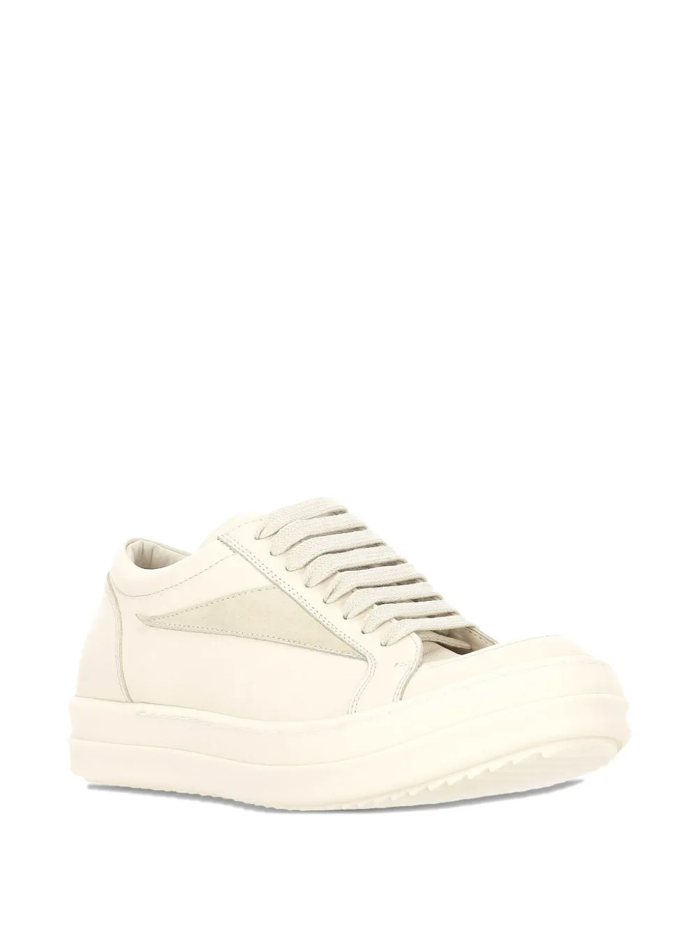 Rick Owens leather panel lace-up sneakers Neutrals