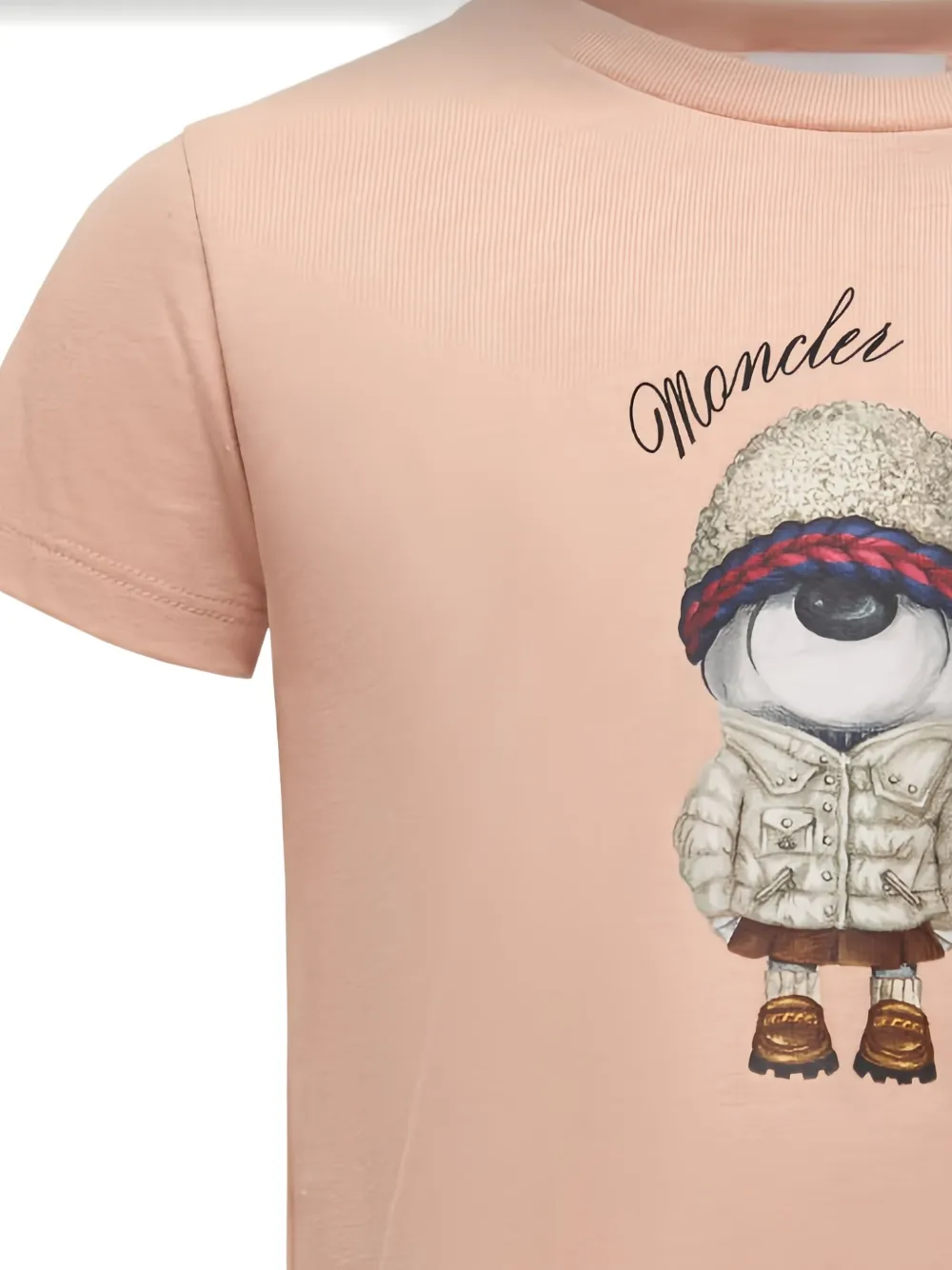 Moncler Enfant logo-patch bear-print T-shirt Roze