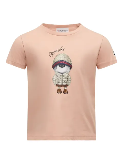 Moncler Enfant logo-patch bear-print T-shirt