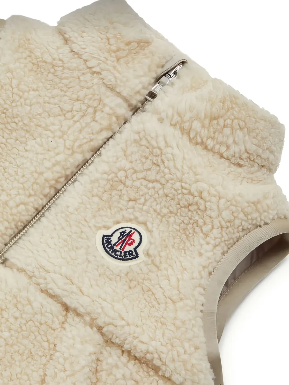 Moncler Enfant Gewatteerde top met sherpa kraag Beige