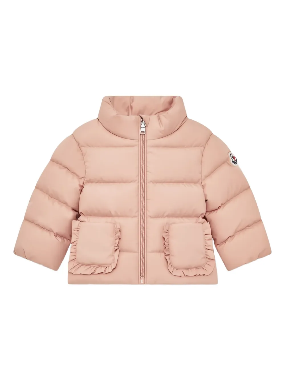 Moncler Enfant ruffled-pocket puffer jacket Roze
