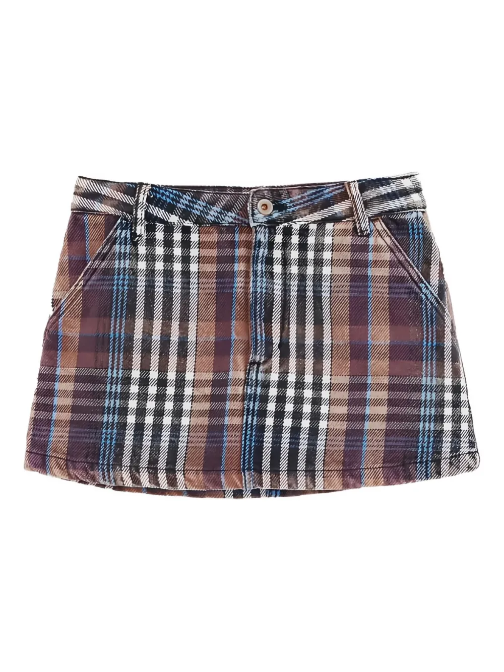 Bellerose Kids Pebbs geruite mini-rok met zak Beige