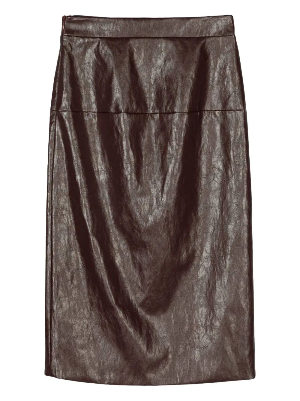 Federica Tosi Leather Split Midi Skirt In Brown