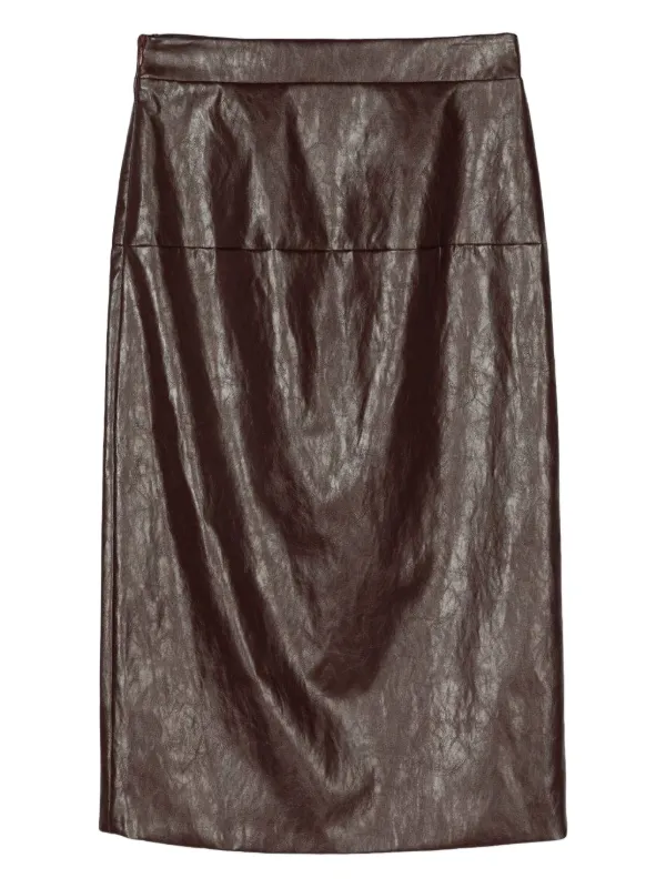 Federica Tosi Leather Split Midi Skirt Brown FARFETCH ZA