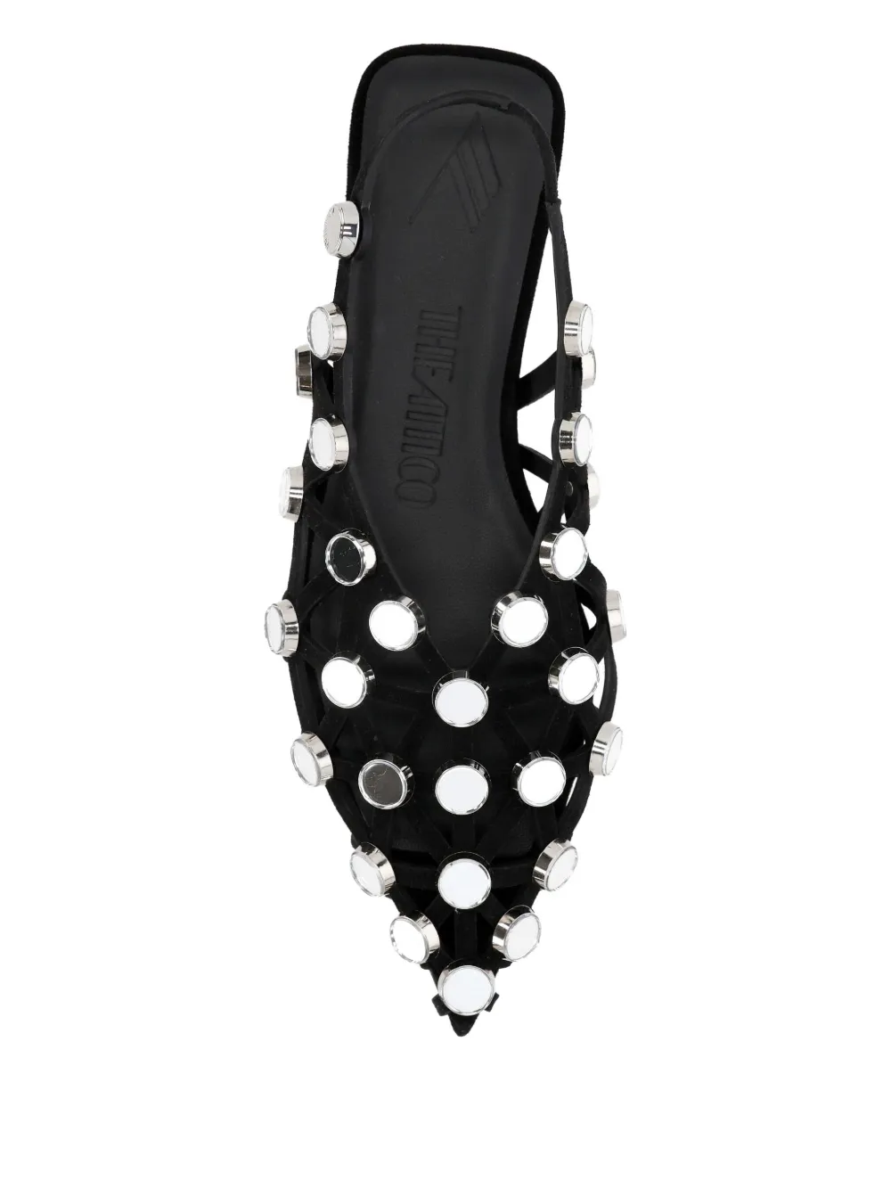 The Attico grid-embelished suede pointed-toe flat pumps Black