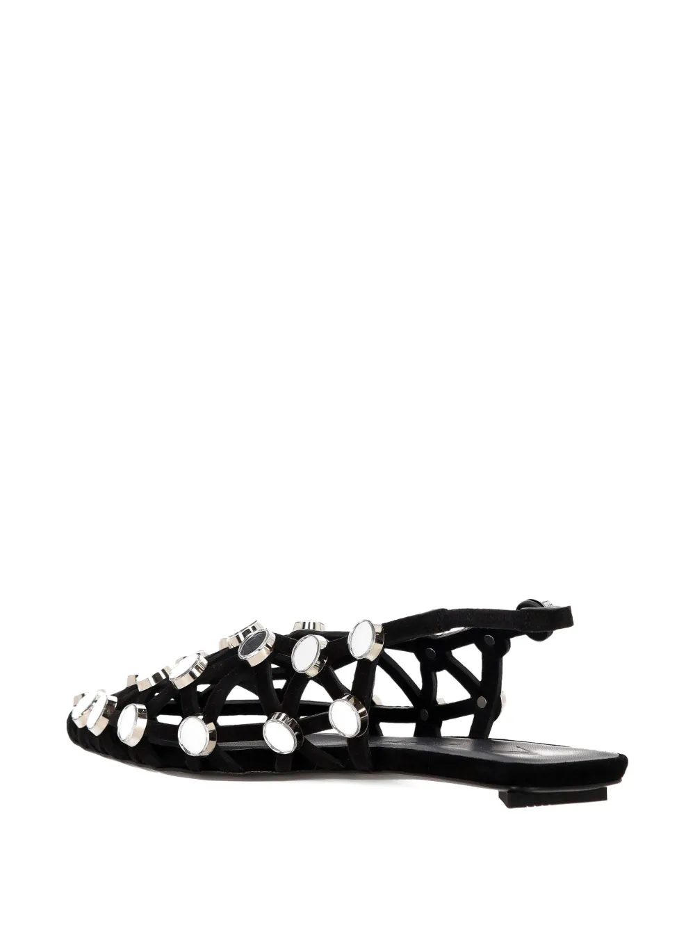 The Attico grid-embelished suede pointed-toe flat pumps Black