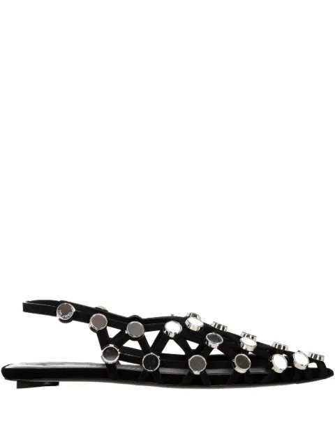 The Attico grid-embelished suede pointed-toe flat pumps