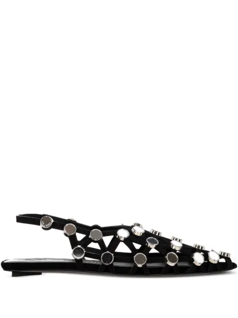 The Attico grid-embelished suede pointed-toe flat pumps