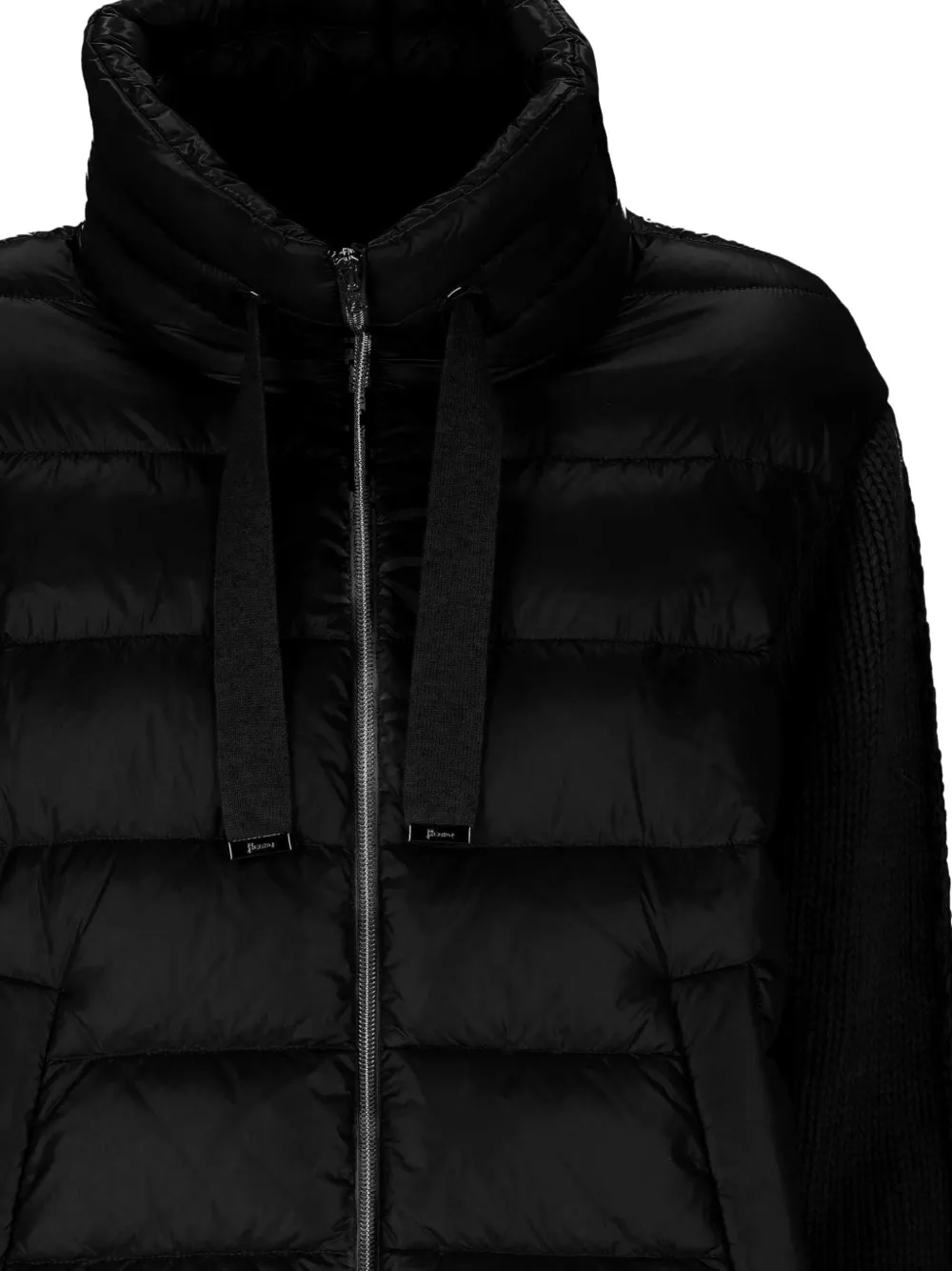 Herno quilted knitted-sleeve coat Zwart