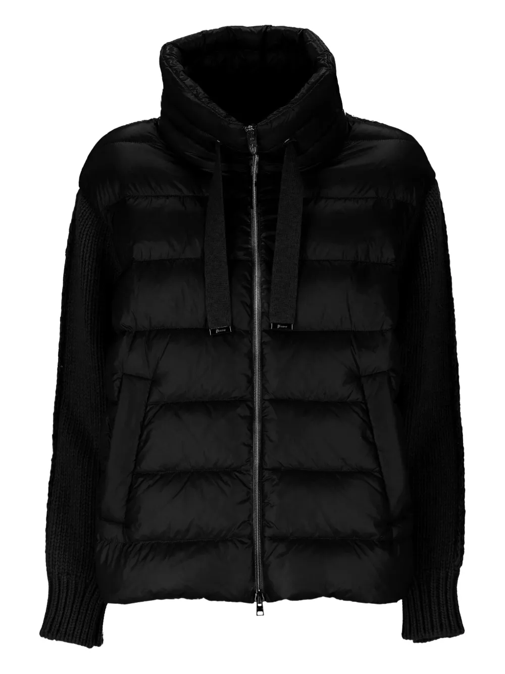 Herno quilted knitted-sleeve coat Zwart