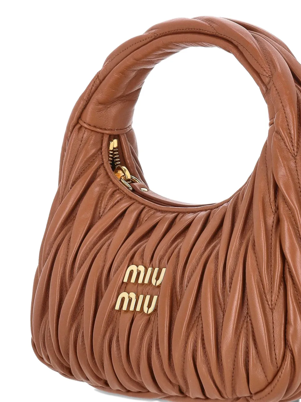 Miu Matelassé kleine shopper van nappa leer Bruin