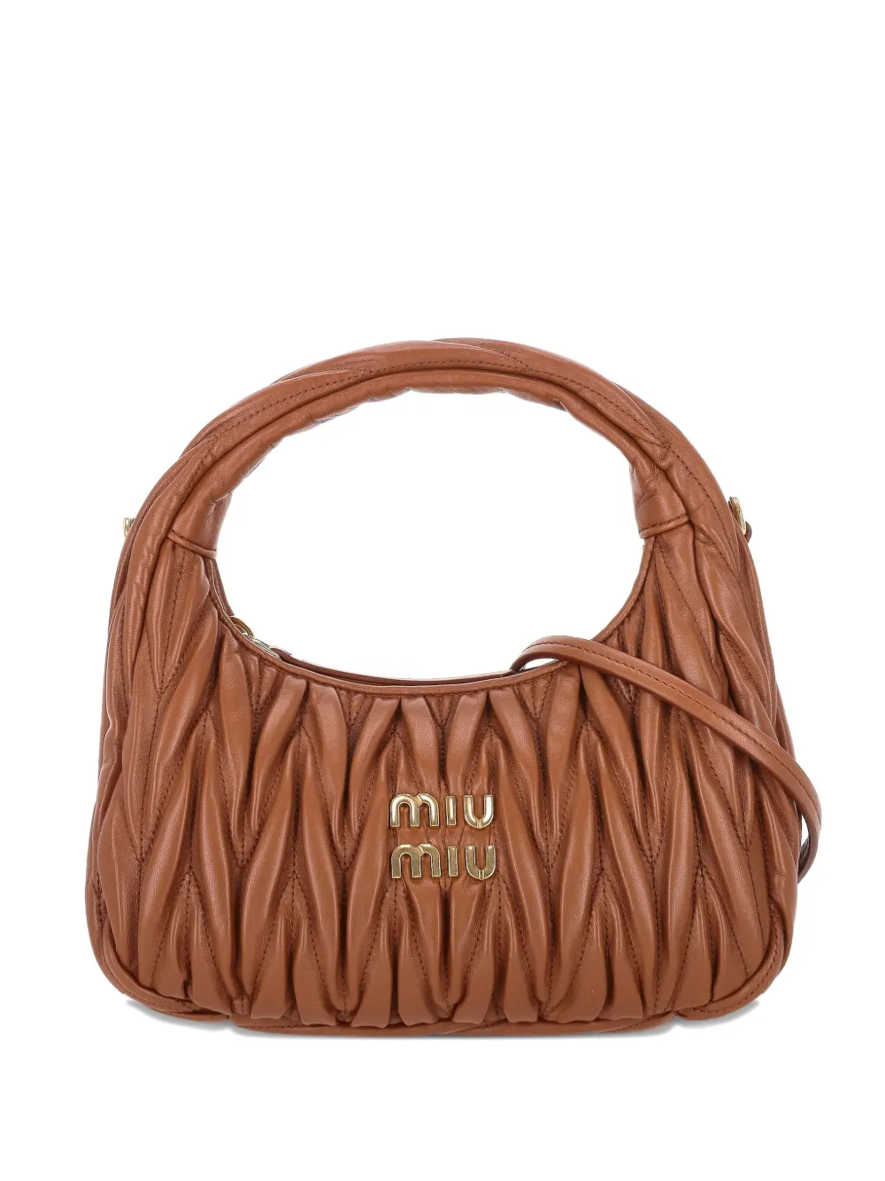 Miu Matelassé kleine shopper van nappa leer Bruin