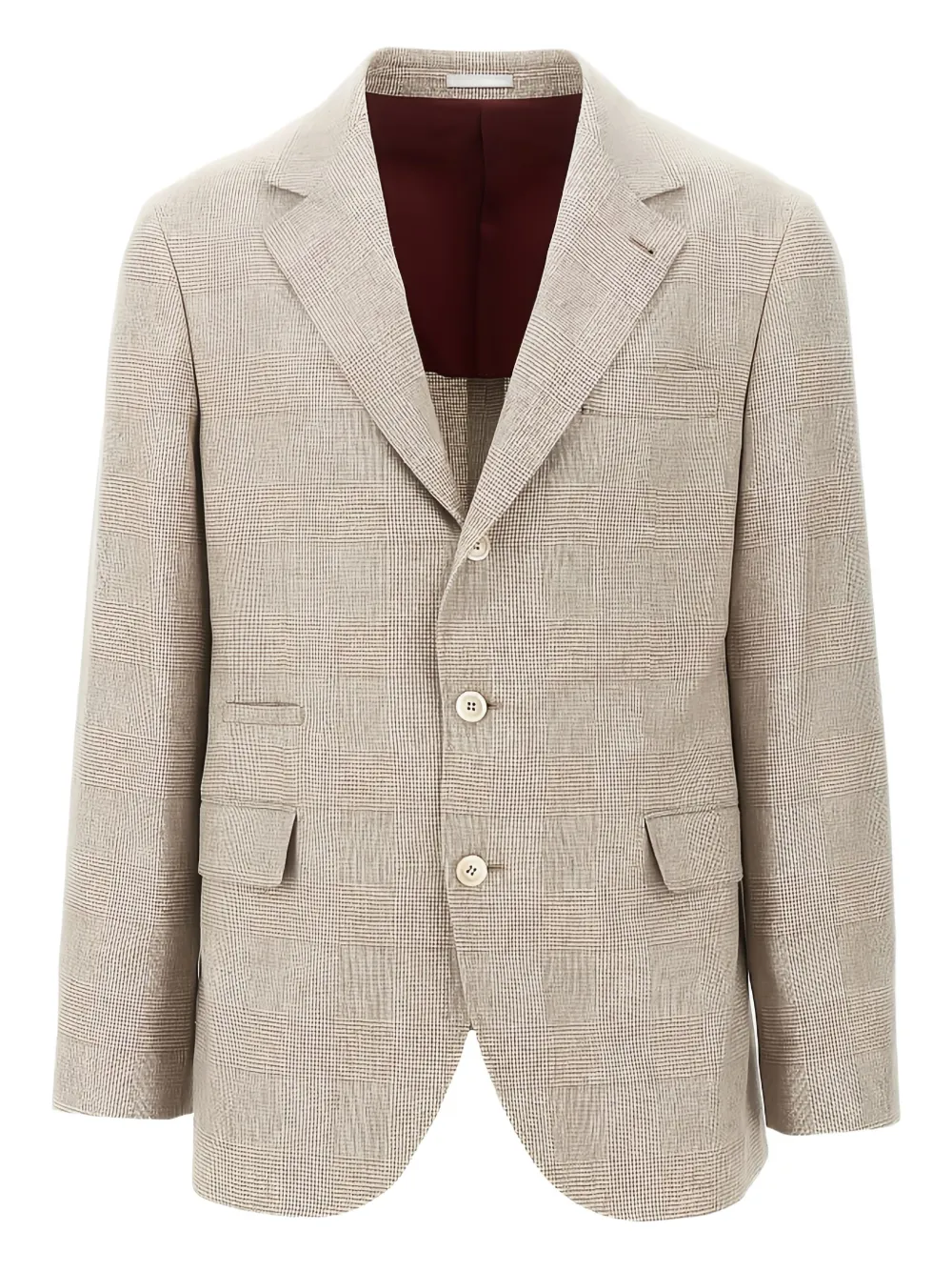 Brunello Cucinelli checked single-breasted blazer Beige