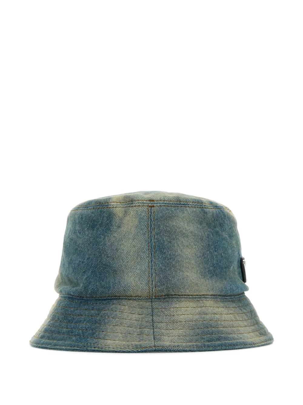 Prada denim logo-plaque bucket hat Blauw