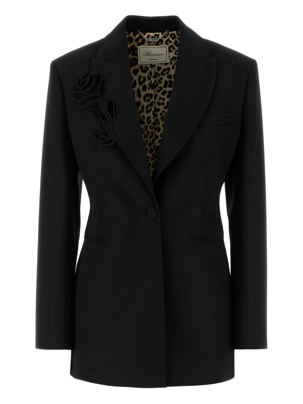 Blumarine rose-embellished wool blazer Zwart