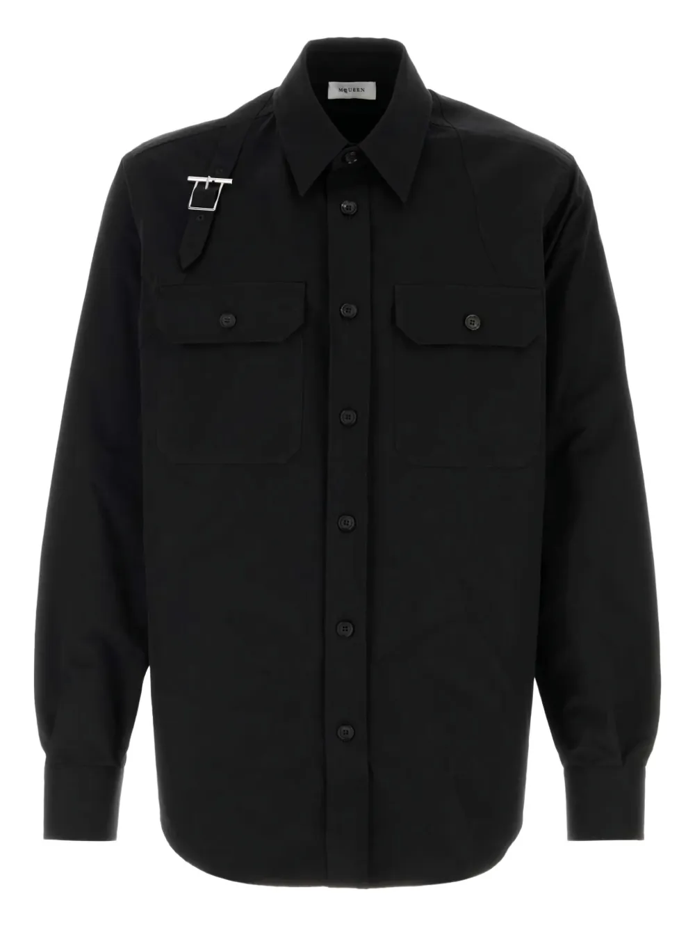 Alexander McQueen buckle-detail long-sleeves shirt 1000|Black