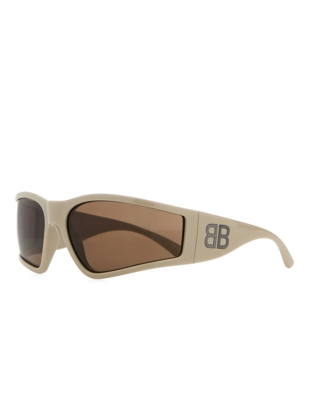 Balenciaga rectangle-frame branded sunglasses Beige