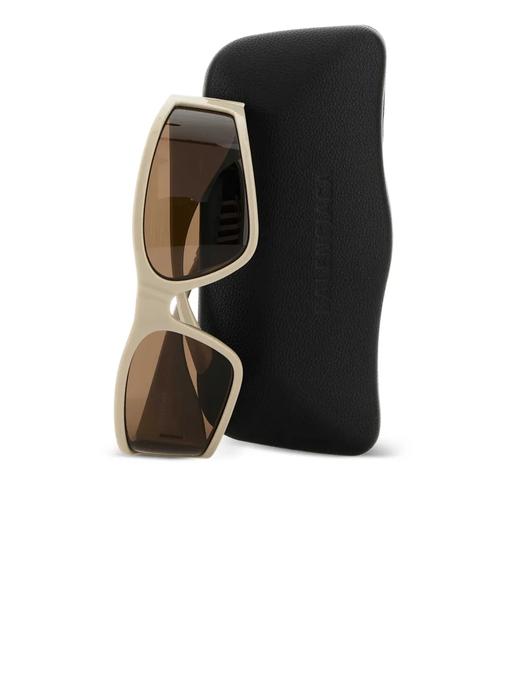 Balenciaga rectangle-frame branded sunglasses Beige