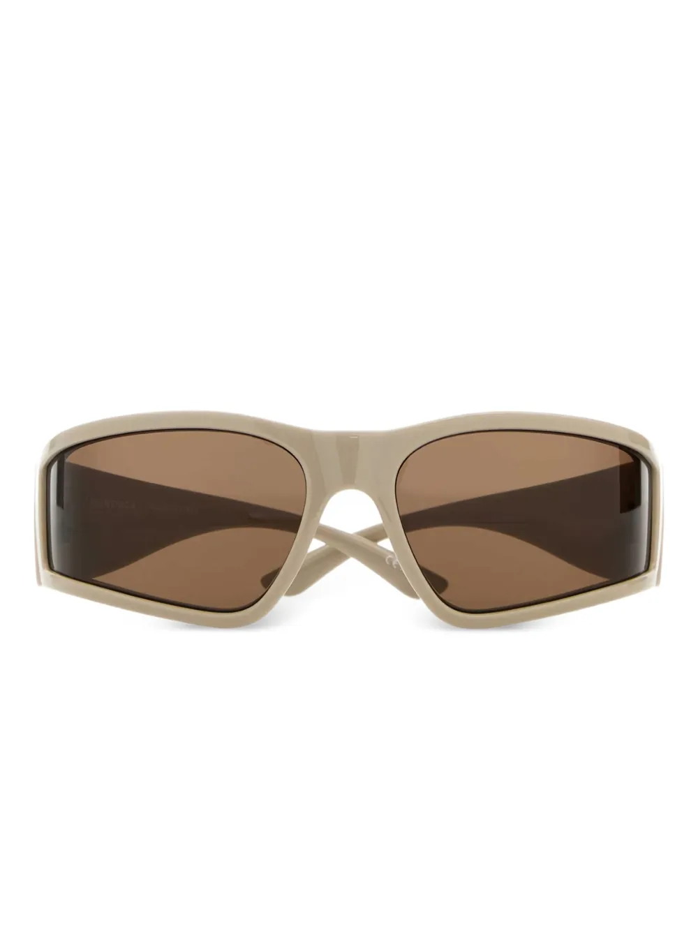 Balenciaga rectangle-frame branded sunglasses Beige